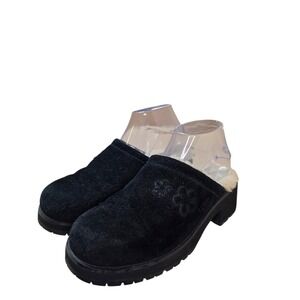 UGG Australia Suede Clog Mules Black Shearling Lined Outdoor Shoes Womens 8